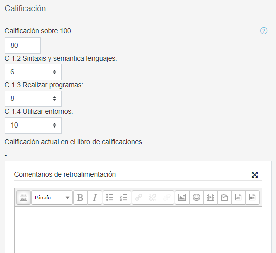 Criterios en tareas