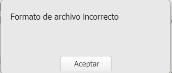 formato de archivo incorrecto